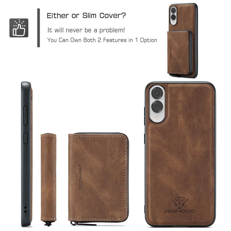 For Samsung Galaxy S25 Edge 5G JEEHOOD J02 Magnetic Zipper Horizontal Flip Leather Phone Case