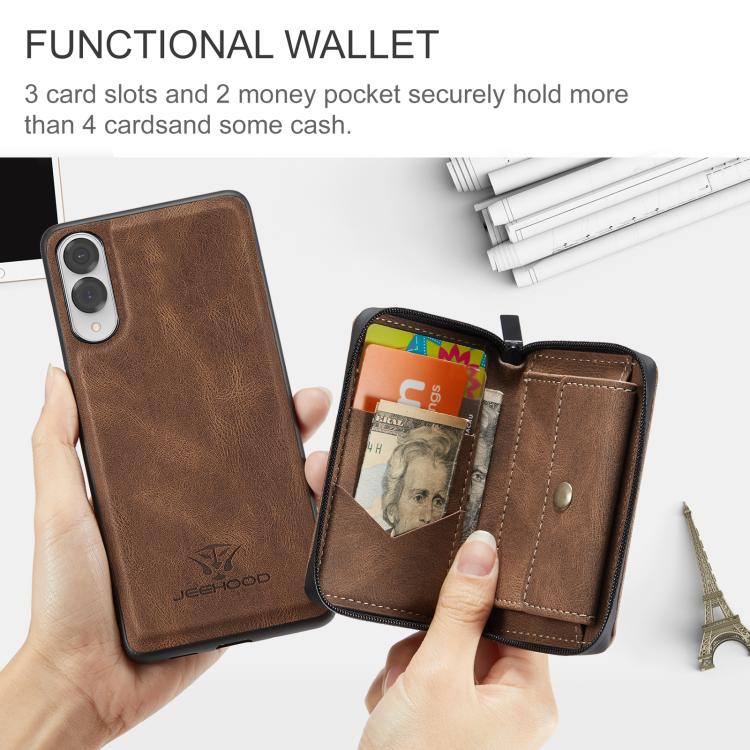 For Samsung Galaxy S25 Edge 5G JEEHOOD J02 Magnetic Zipper Horizontal Flip Leather Phone Case