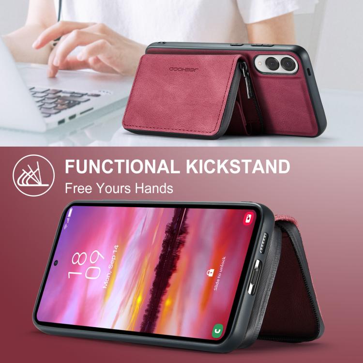 For Samsung Galaxy S25 Edge 5G JEEHOOD J02 Magnetic Zipper Horizontal Flip Leather Phone Case