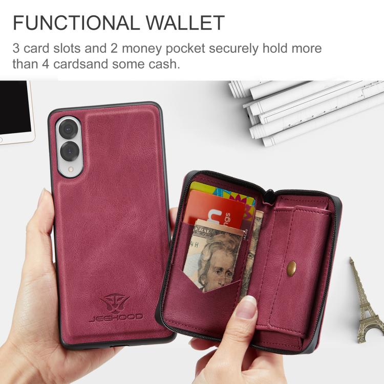 For Samsung Galaxy S25 Edge 5G JEEHOOD J02 Magnetic Zipper Horizontal Flip Leather Phone Case