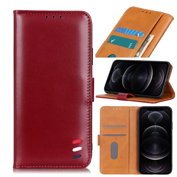 For iPhone 12 / 12 Pro 3-Color Pearl Texture Magnetic Buckle Horizontal Flip PU Leather Case with Card Slots & Wallet & Holder