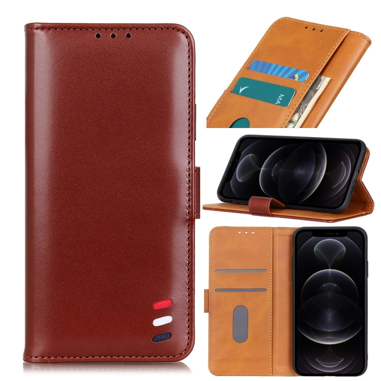 For iPhone 12 / 12 Pro 3-Color Pearl Texture Magnetic Buckle Horizontal Flip PU Leather Case with Card Slots & Wallet & Holder