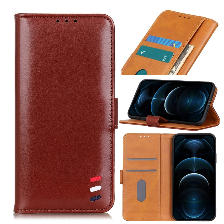 For iPhone 12 Pro Max 3-Color Pearl Texture Magnetic Buckle Horizontal Flip PU Leather Case with Card Slots & Wallet & Holder