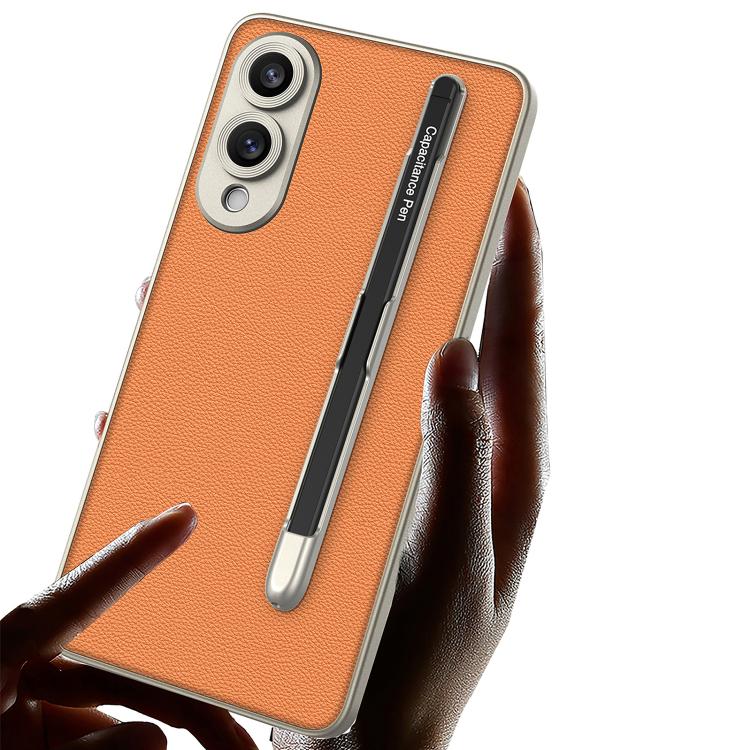 For Samsung Galaxy S25 Edge 5G GKK Metal Paint Skin Feel Leather Phone Case with Pen