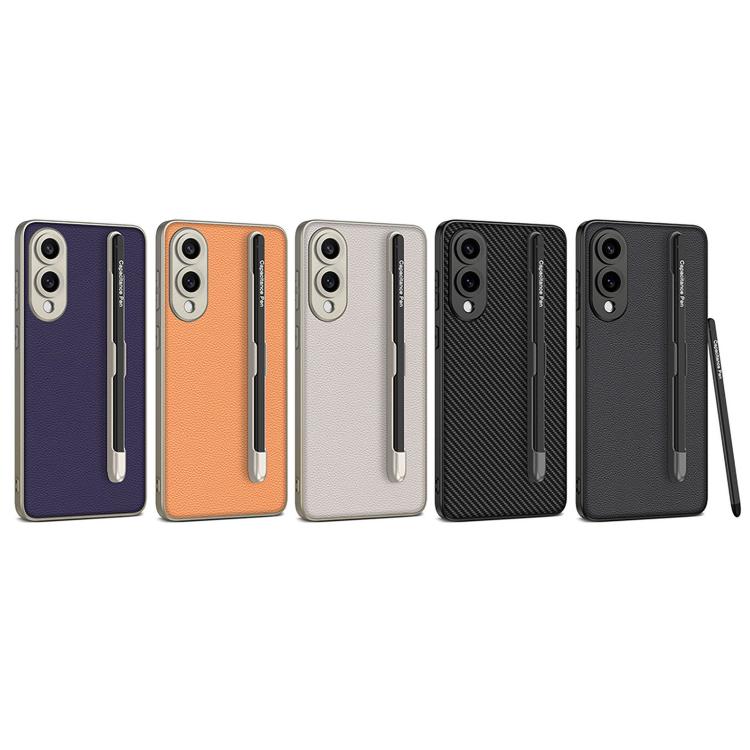 For Samsung Galaxy S25 Edge 5G GKK Metal Paint Skin Feel Leather Phone Case with Pen