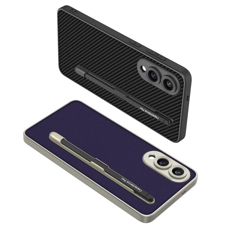For Samsung Galaxy S25 Edge 5G GKK Metal Paint Skin Feel Leather Phone Case with Pen