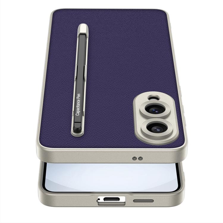 For Samsung Galaxy S25 Edge 5G GKK Metal Paint Skin Feel Leather Phone Case with Pen