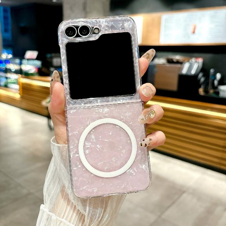 For Samsung Galaxy Z Flip5 Pearlescent Shell Texture MagSafe Phone Case