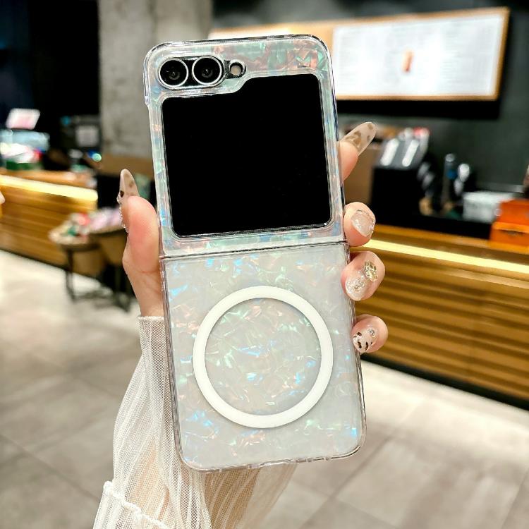 For Samsung Galaxy Z Flip5 Pearlescent Shell Texture MagSafe Phone Case