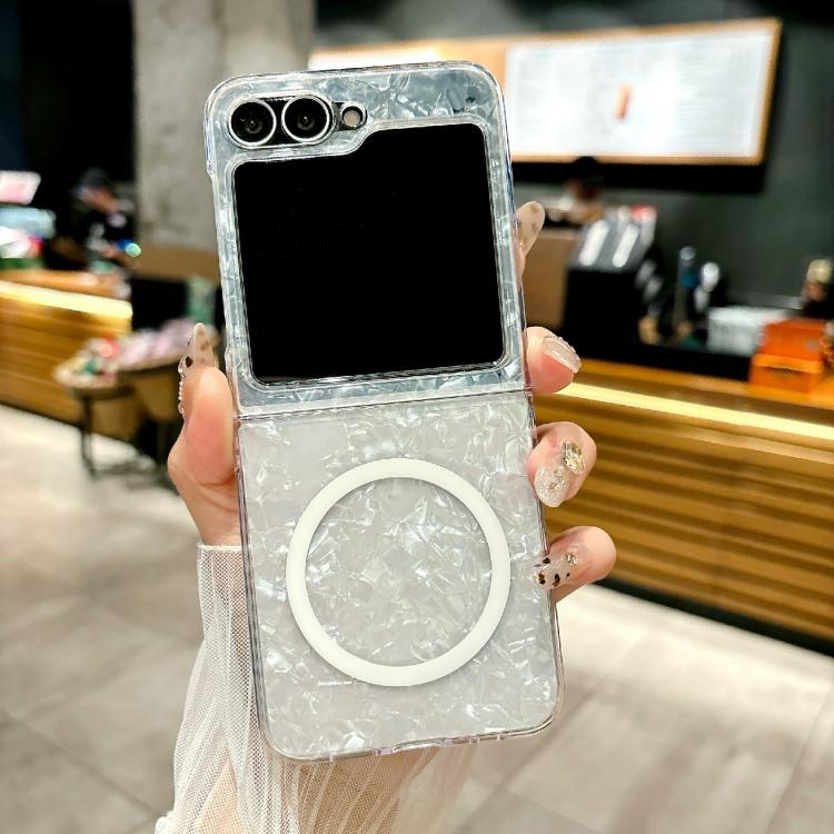 For Samsung Galaxy Z Flip6 / Flip7 FE Pearlescent Shell Texture MagSafe Phone Case