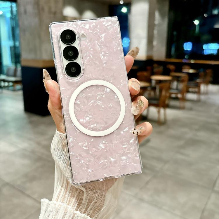 For Samsung Galaxy Z Fold6 Pearlescent Shell Texture MagSafe Phone Case
