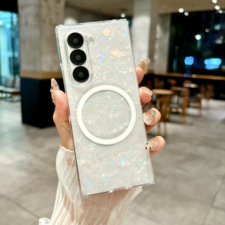 For Samsung Galaxy Z Fold6 Pearlescent Shell Texture MagSafe Phone Case