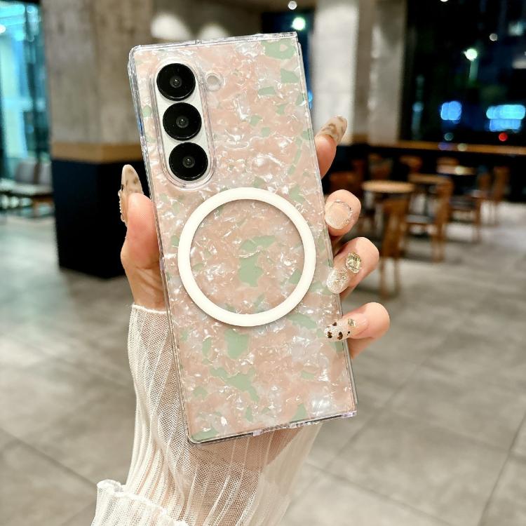For Samsung Galaxy Z Fold6 Pearlescent Shell Texture MagSafe Phone Case