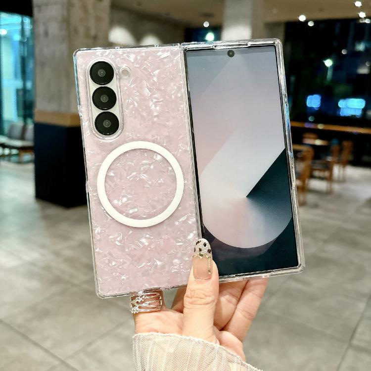 For Samsung Galaxy Z Fold6 Pearlescent Shell Texture MagSafe Phone Case