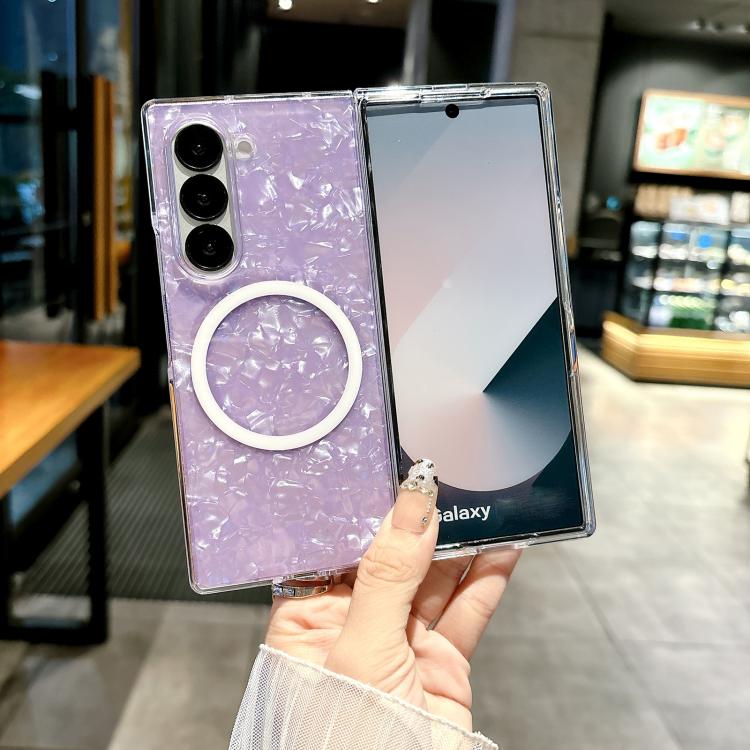 For Samsung Galaxy Z Fold6 Pearlescent Shell Texture MagSafe Phone Case