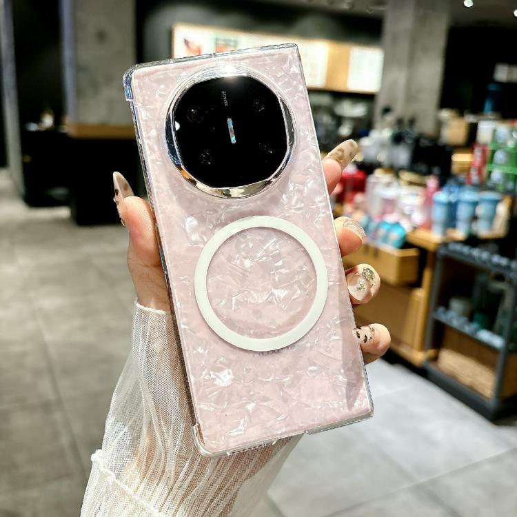 For Huawei Mate X3 Pearlescent Shell Texture MagSafe Phone Case