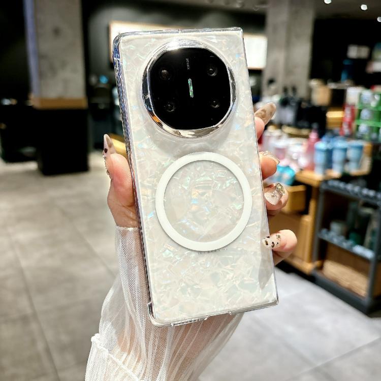 For Huawei Mate X3 Pearlescent Shell Texture MagSafe Phone Case
