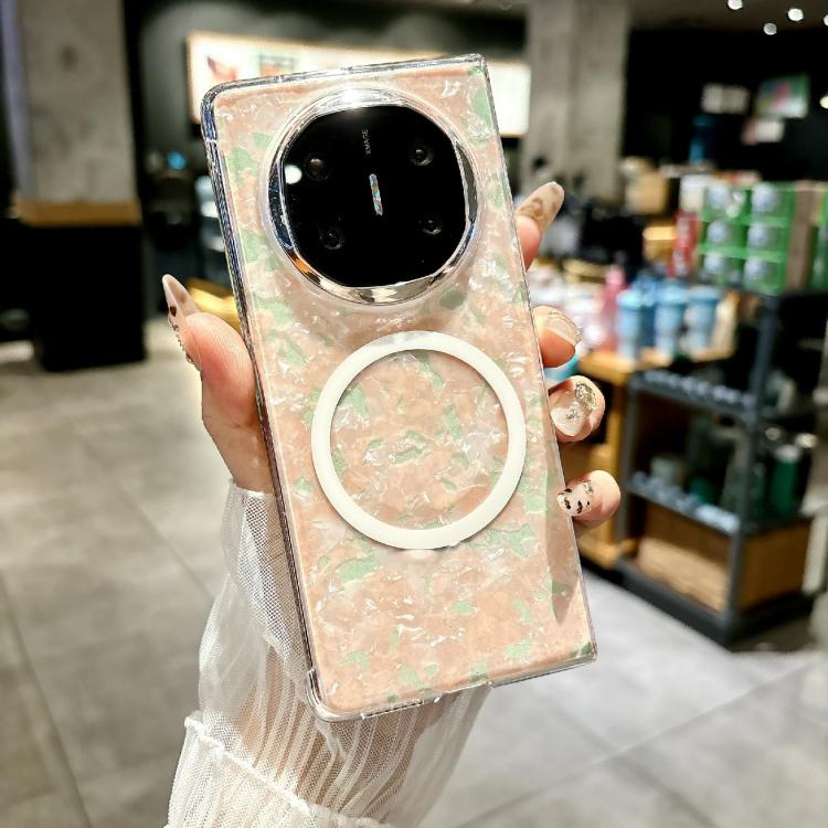 For Huawei Mate X3 Pearlescent Shell Texture MagSafe Phone Case