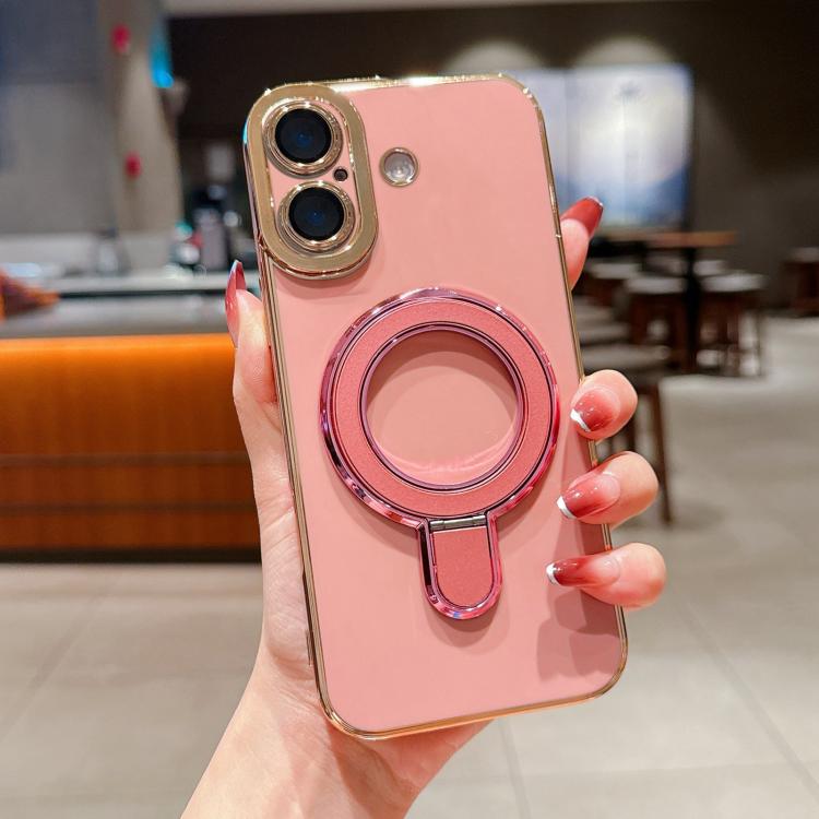 For iPhone 16 Plus Charm Eye Electroplating Metal Holder Phone Case