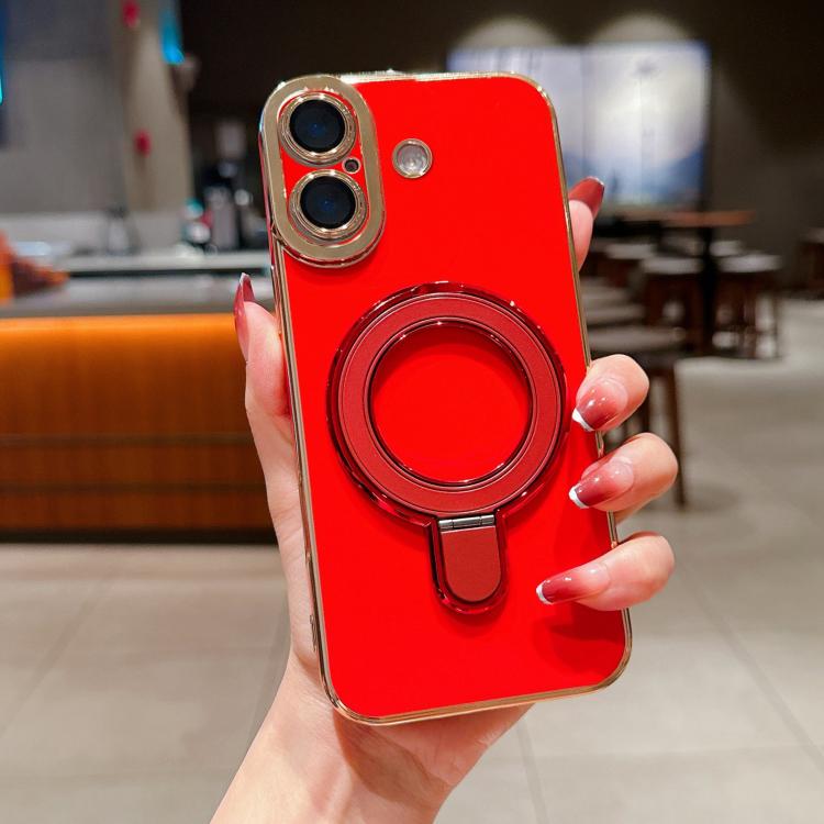 For iPhone 16 Plus Charm Eye Electroplating Metal Holder Phone Case