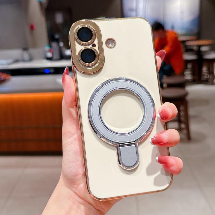 For iPhone 16 Plus Charm Eye Electroplating Metal Holder Phone Case