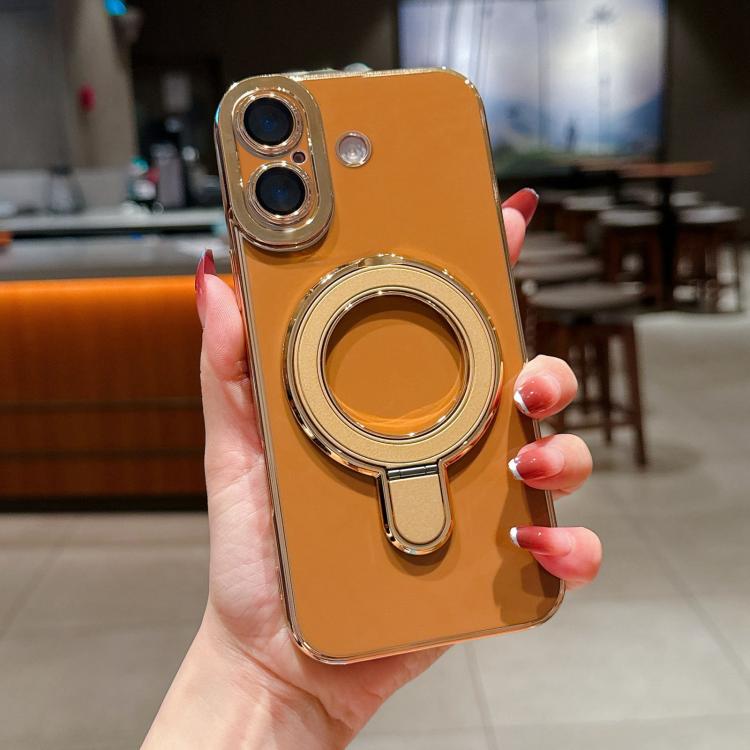 For iPhone 16 Plus Charm Eye Electroplating Metal Holder Phone Case