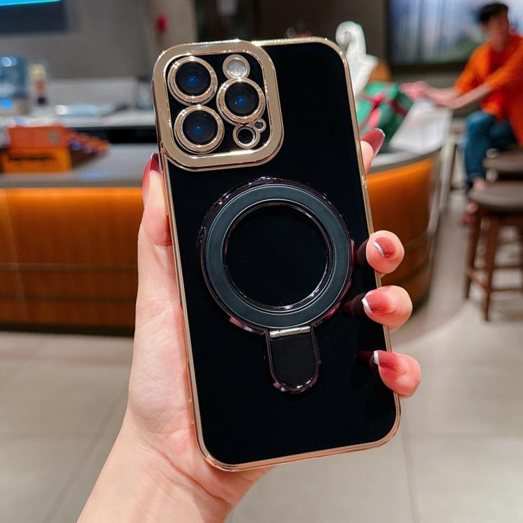 For iPhone 15 Pro Charm Eye Electroplating Metal Holder Phone Case
