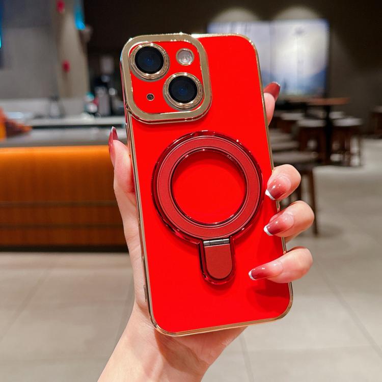 For iPhone 15 Plus Charm Eye Electroplating Metal Holder Phone Case