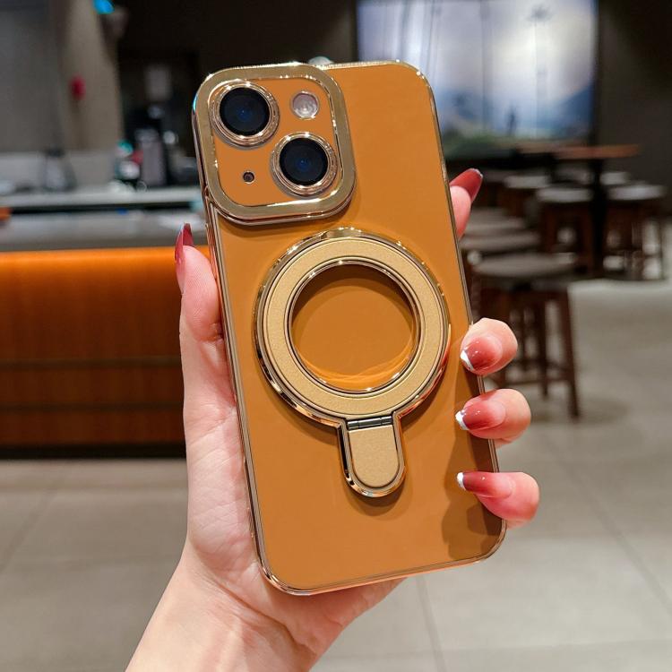 For iPhone 15 Plus Charm Eye Electroplating Metal Holder Phone Case