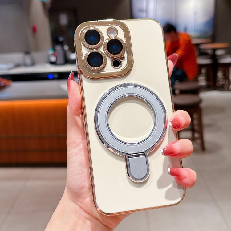 For iPhone 13 Pro Max Charm Eye Electroplating Metal Holder Phone Case