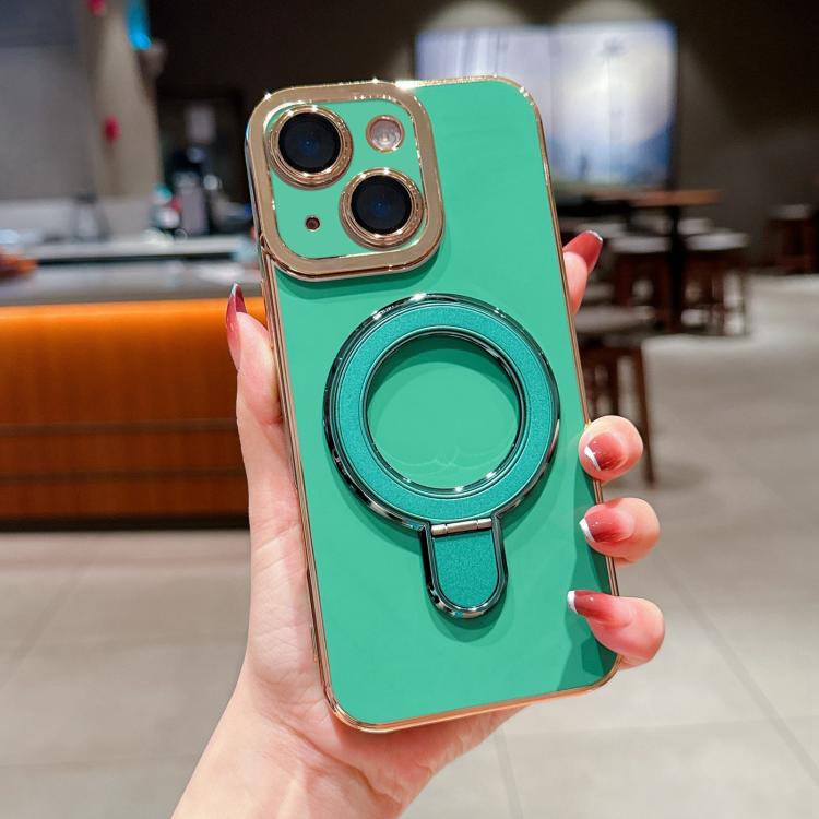For iPhone 13 Charm Eye Electroplating Metal Holder Phone Case