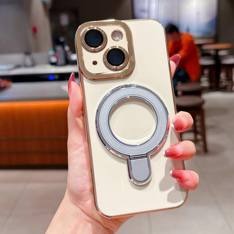For iPhone 13 Charm Eye Electroplating Metal Holder Phone Case