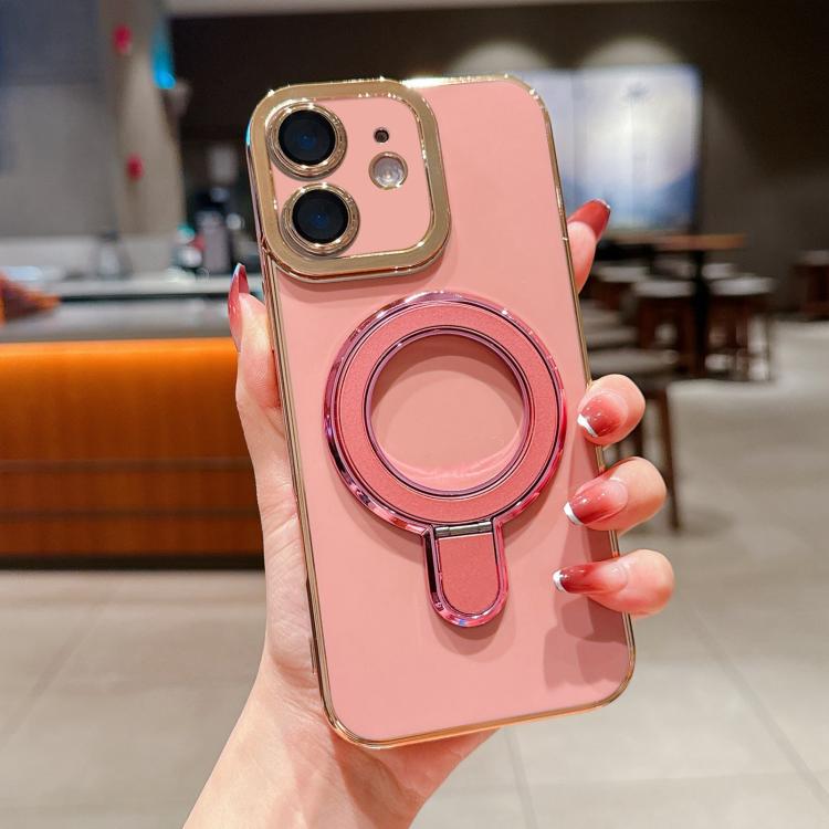 For iPhone 12 Charm Eye Electroplating Metal Holder Phone Case