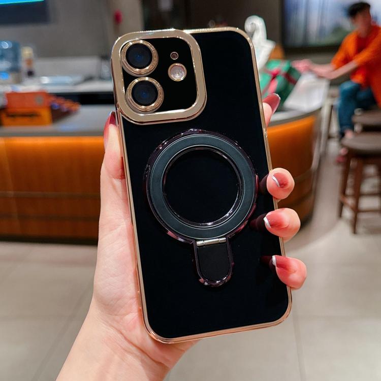 For iPhone 12 Charm Eye Electroplating Metal Holder Phone Case