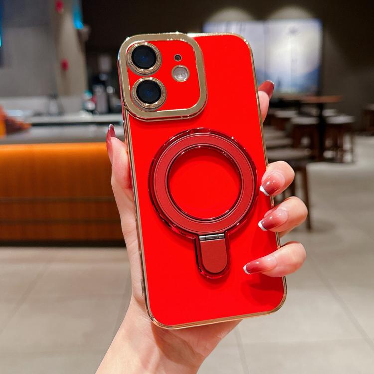 For iPhone 12 Charm Eye Electroplating Metal Holder Phone Case