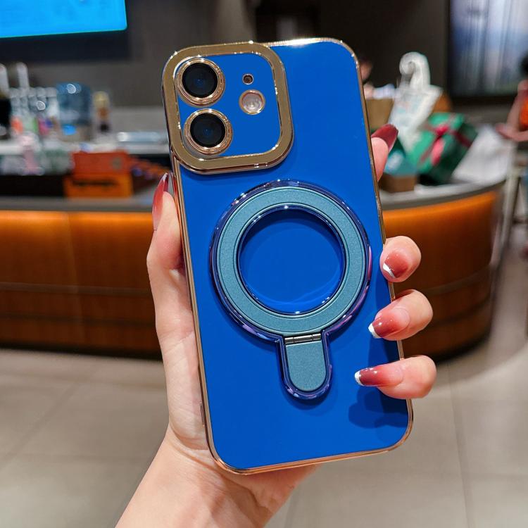 For iPhone 12 Charm Eye Electroplating Metal Holder Phone Case