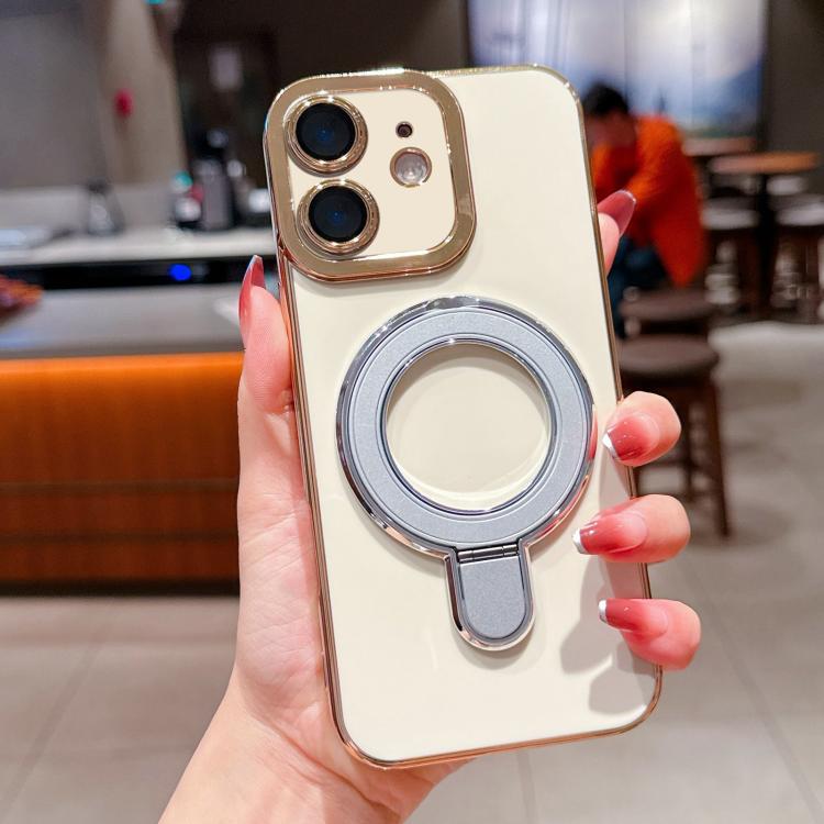 For iPhone 12 Charm Eye Electroplating Metal Holder Phone Case