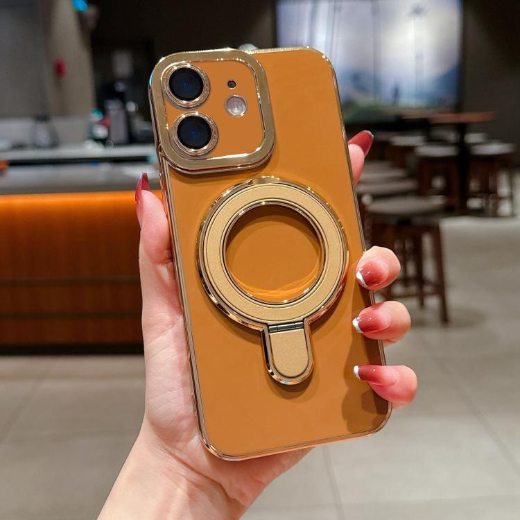 For iPhone 12 Charm Eye Electroplating Metal Holder Phone Case