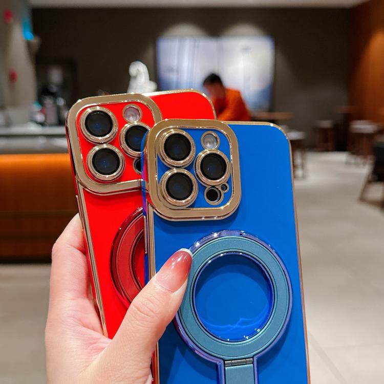 For iPhone 16 Pro Charm Eye Electroplating Metal Holder Phone Case