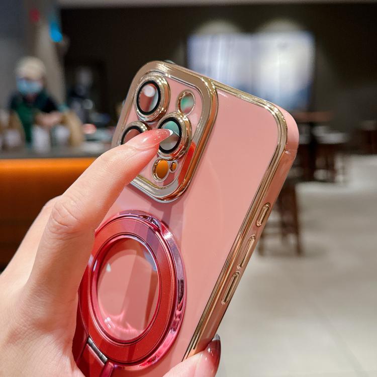 For iPhone 15 Charm Eye Electroplating Metal Holder Phone Case