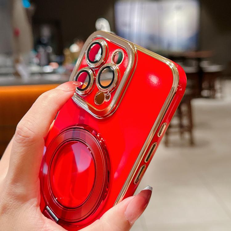 For iPhone 15 Pro Max Charm Eye Electroplating Metal Holder Phone Case with Lanyard