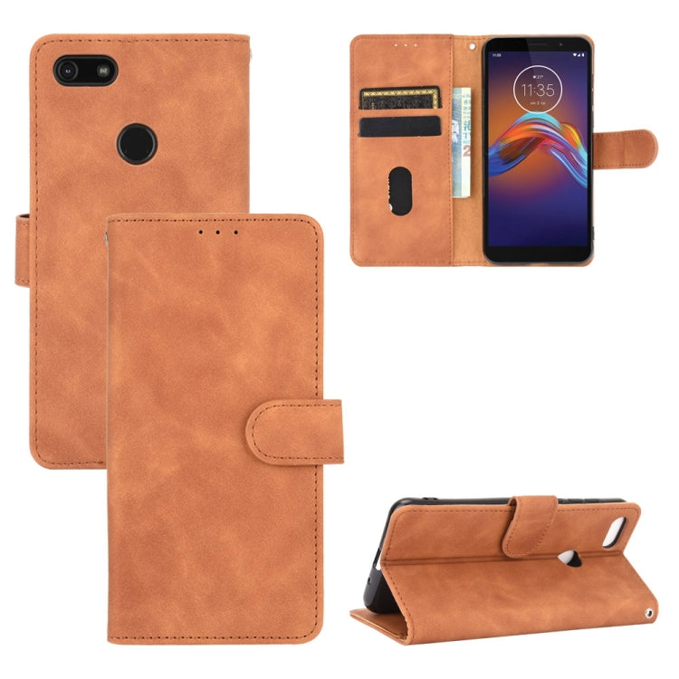 For Motorola Moto E6 Play Solid Color Skin Feel Magnetic Buckle Horizontal Flip Calf Texture PU Leather Case with Holder & Card Slots & Wallet
