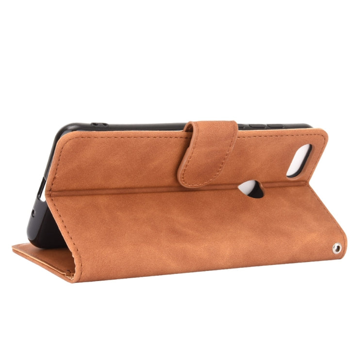 For Motorola Moto E6 Play Solid Color Skin Feel Magnetic Buckle Horizontal Flip Calf Texture PU Leather Case with Holder & Card Slots & Wallet