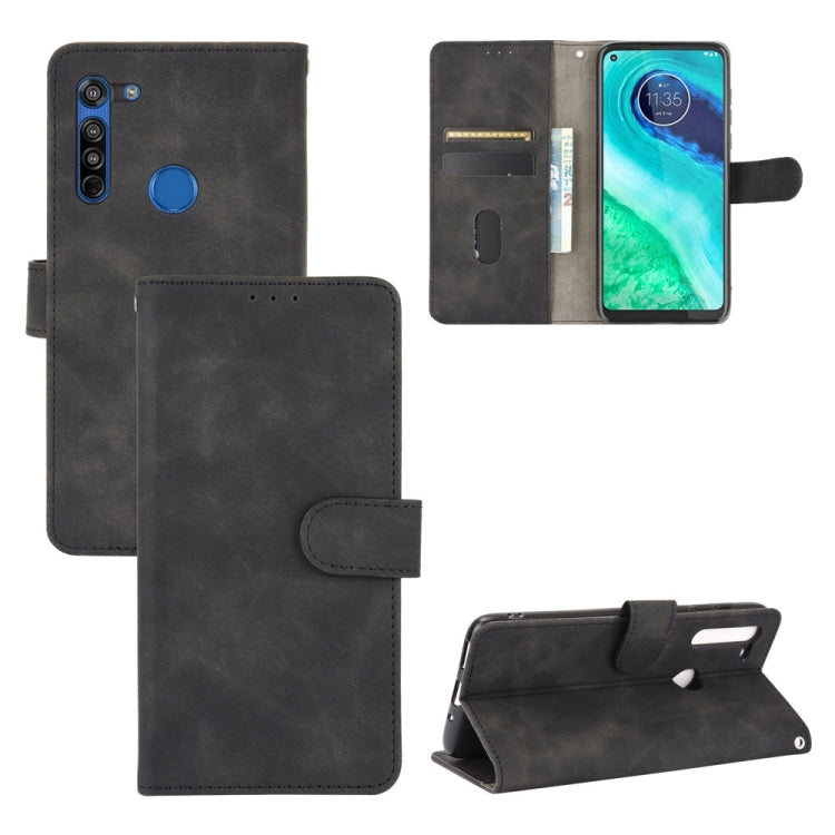 For Motorola Moto G8 Solid Color Skin Feel Magnetic Buckle Horizontal Flip Calf Texture PU Leather Case with Holder & Card Slots & Wallet