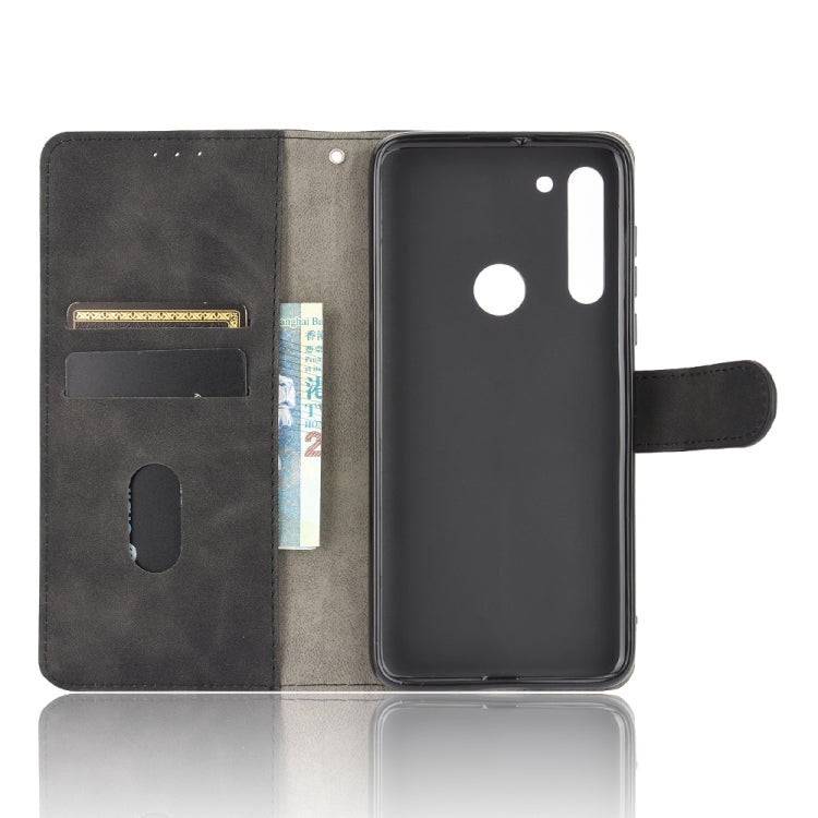 For Motorola Moto G8 Solid Color Skin Feel Magnetic Buckle Horizontal Flip Calf Texture PU Leather Case with Holder & Card Slots & Wallet