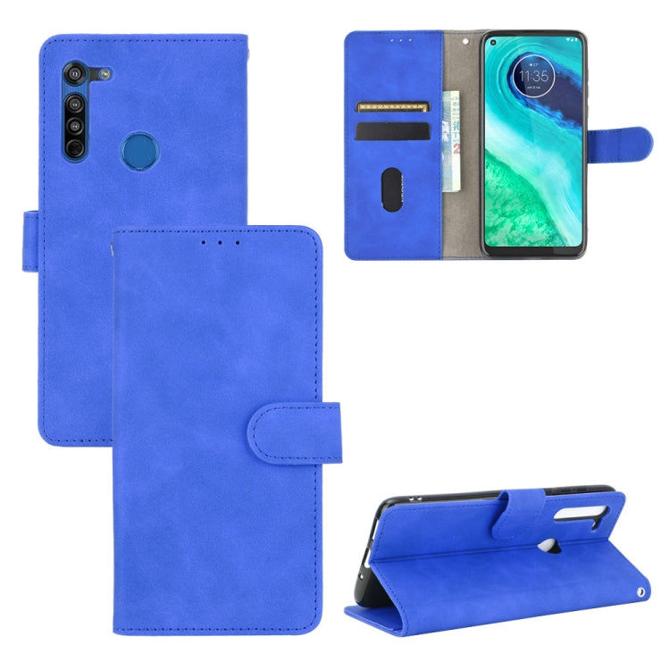 For Motorola Moto G8 Solid Color Skin Feel Magnetic Buckle Horizontal Flip Calf Texture PU Leather Case with Holder & Card Slots & Wallet