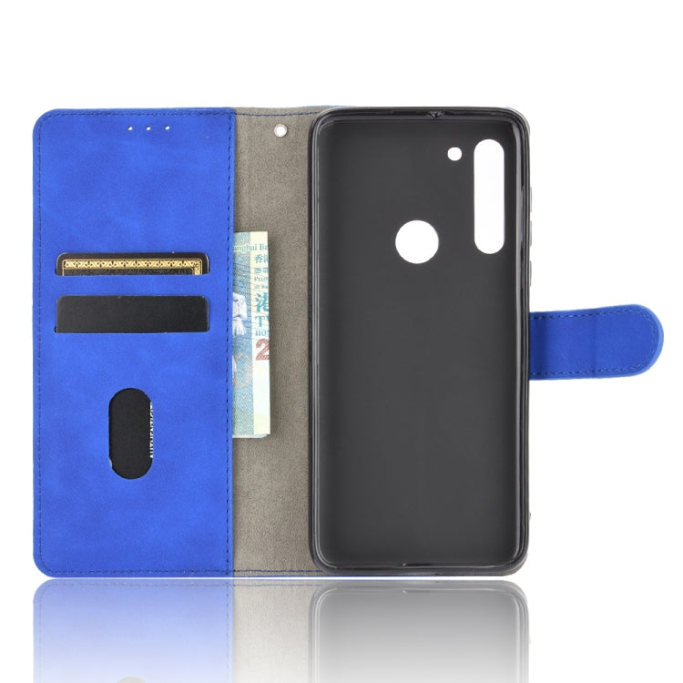 For Motorola Moto G8 Solid Color Skin Feel Magnetic Buckle Horizontal Flip Calf Texture PU Leather Case with Holder & Card Slots & Wallet