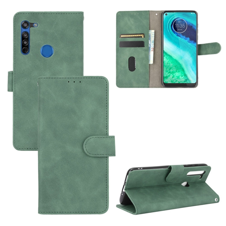For Motorola Moto G8 Solid Color Skin Feel Magnetic Buckle Horizontal Flip Calf Texture PU Leather Case with Holder & Card Slots & Wallet