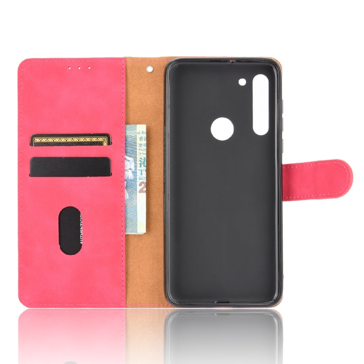 For Motorola Moto G8 Solid Color Skin Feel Magnetic Buckle Horizontal Flip Calf Texture PU Leather Case with Holder & Card Slots & Wallet