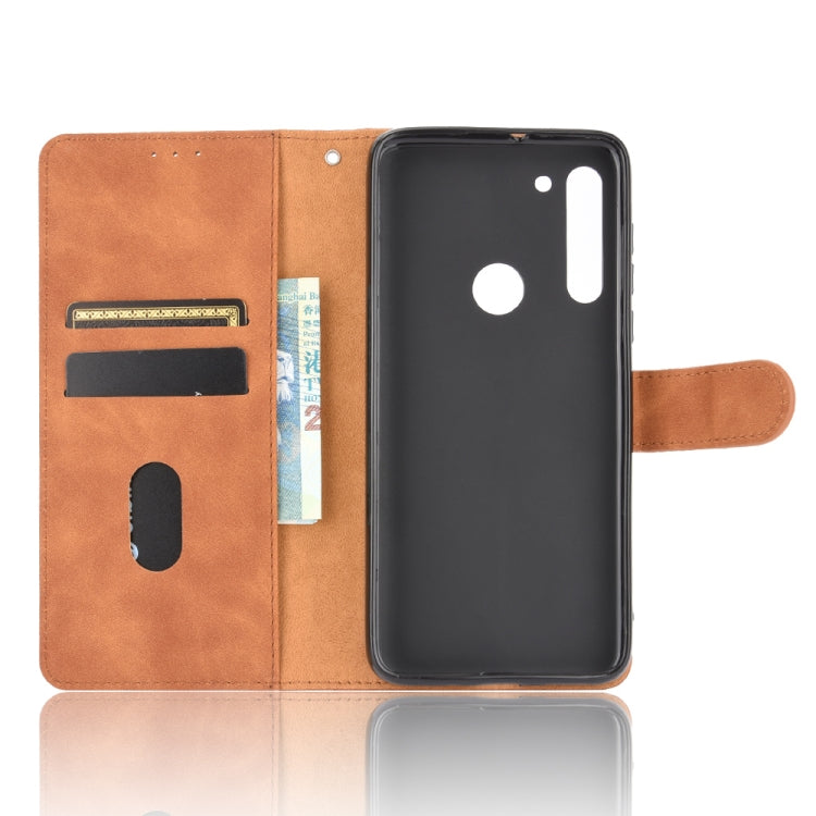 For Motorola Moto G8 Solid Color Skin Feel Magnetic Buckle Horizontal Flip Calf Texture PU Leather Case with Holder & Card Slots & Wallet